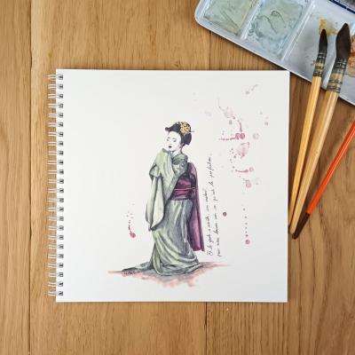 Bloc dessin format 21x21cm, Geisha